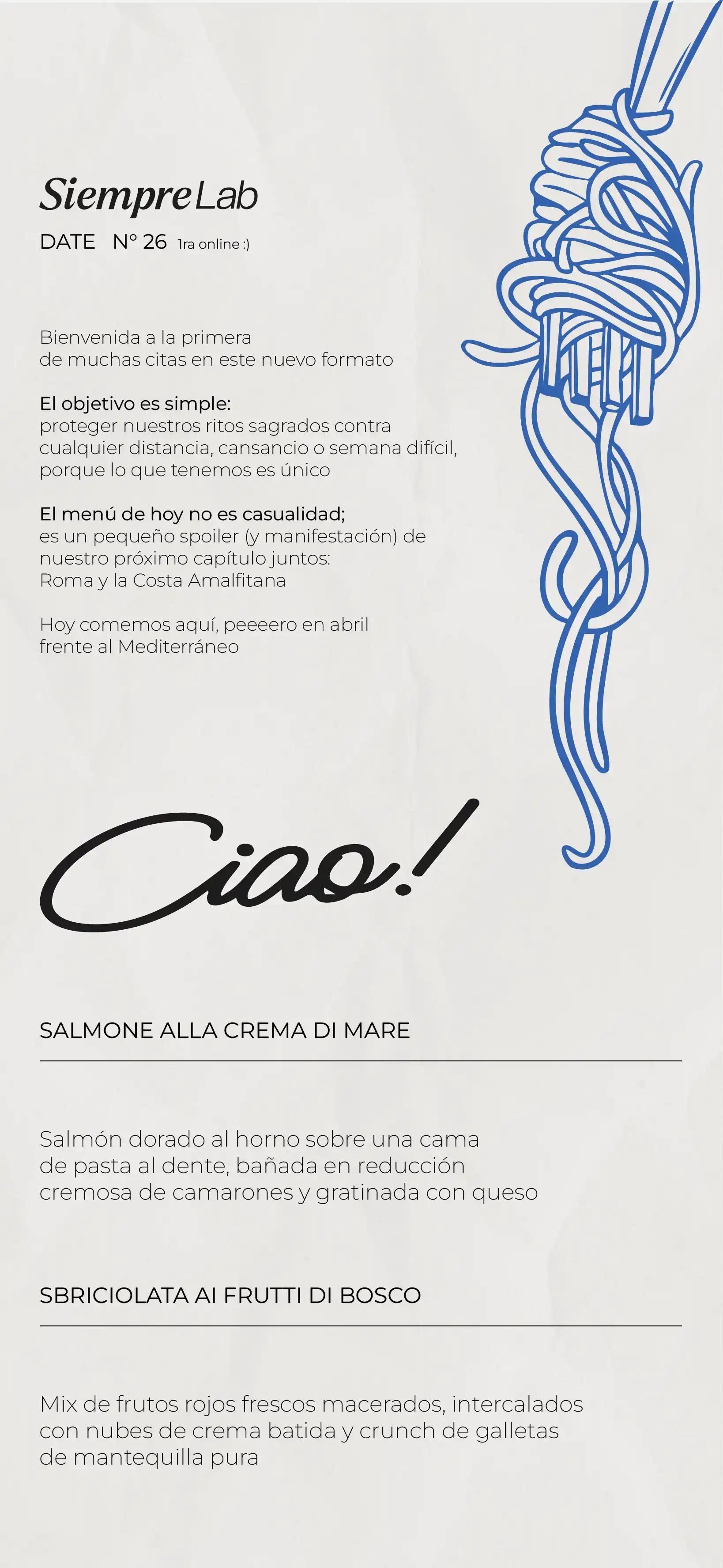 Menú Cena Siempre Lab